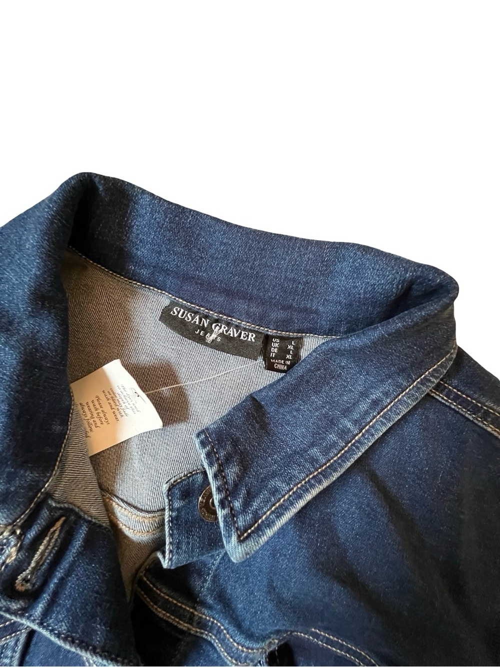 NWT Susan Graver Jeans L Dark Wash Denim Belted Trench Jacket Dress Button Front - Picture 4 of 4